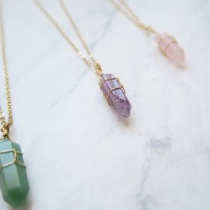 Amethyst Inspired Bullet Stone Necklace